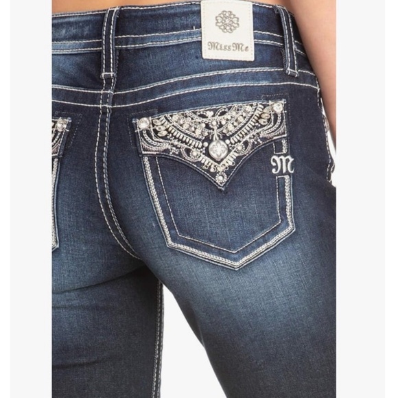 NWOT Miss Me Chloe Bootcut Jeans with Metallic Glitz Faux Flap Pockets Size 32 - Picture 2 of 15